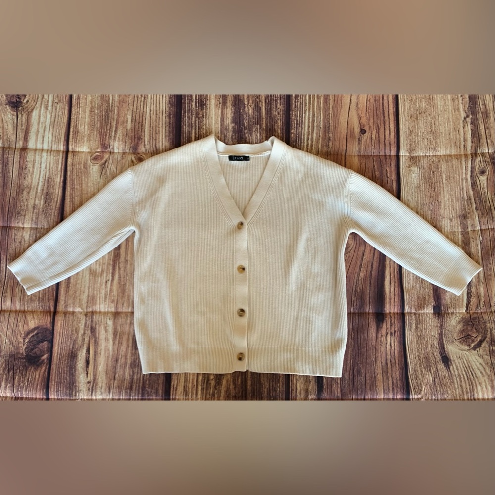 E Fan Women's 3/4 Sleeve V-Neck Button Front Knit Oversized Cardigan Sweater M